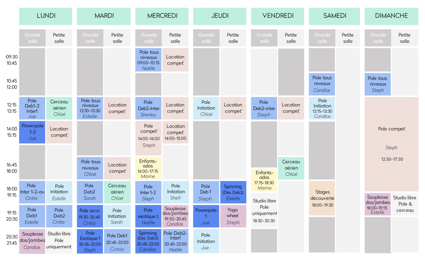 Planning ADS Novembre 2025 pole dance carouge, cours danse carouge, cours danse geneve, pole dance geneve