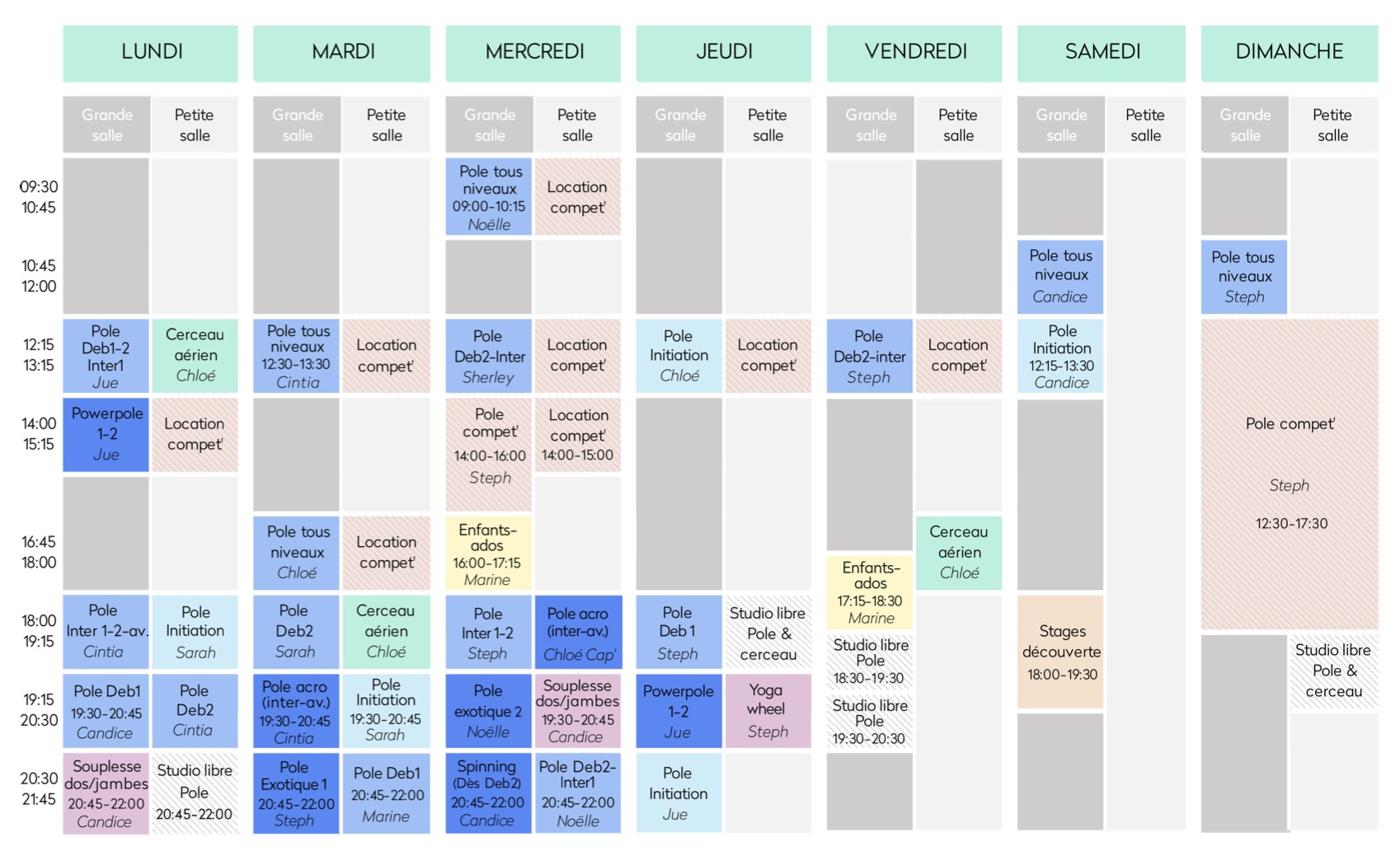 Planning ADS Janvier 2026 pole dance carouge, cours danse carouge, cours danse geneve, pole dance geneve