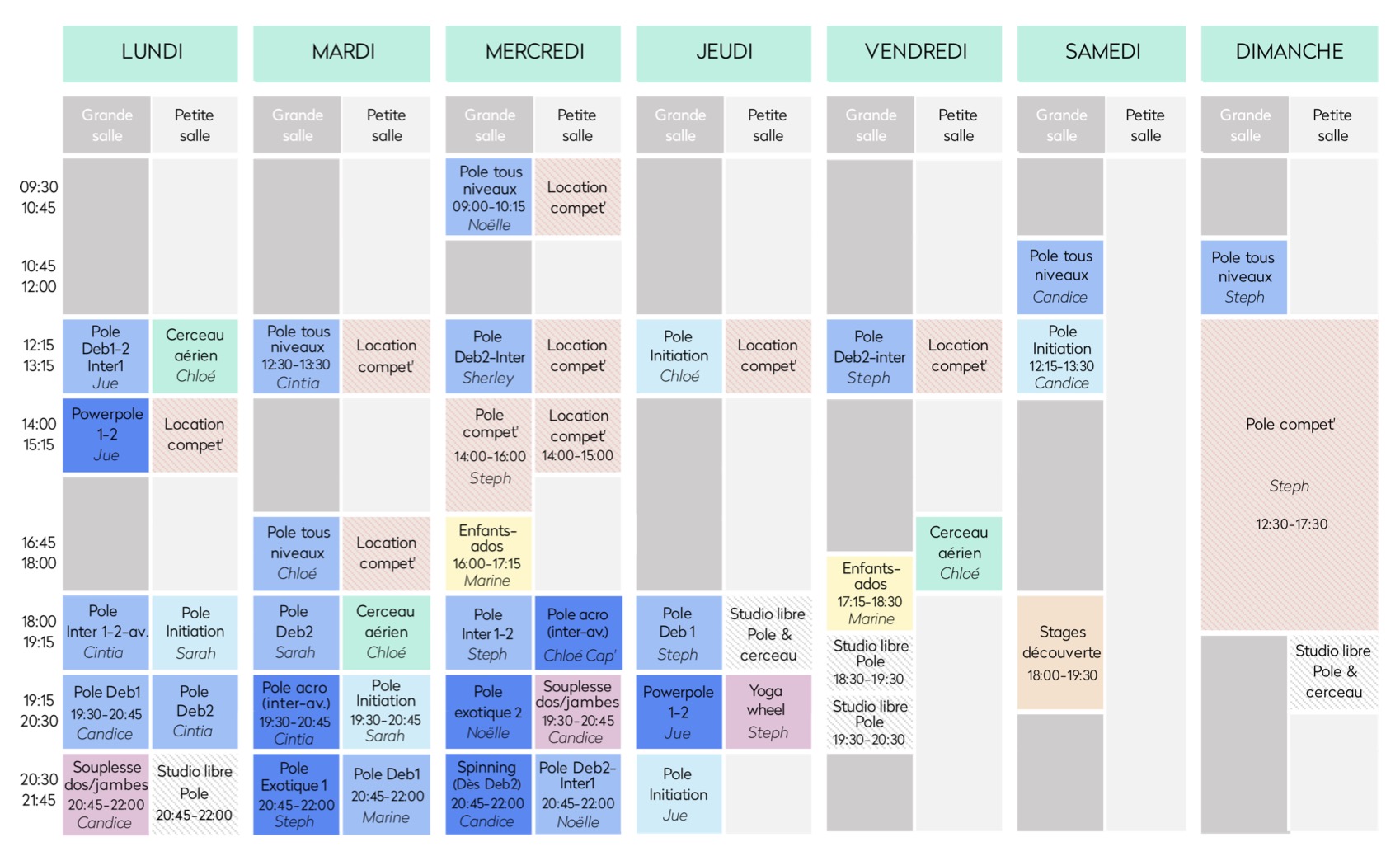 Planning ADS Janvier 2026 pole dance carouge, cours danse carouge, cours danse geneve, pole dance geneve