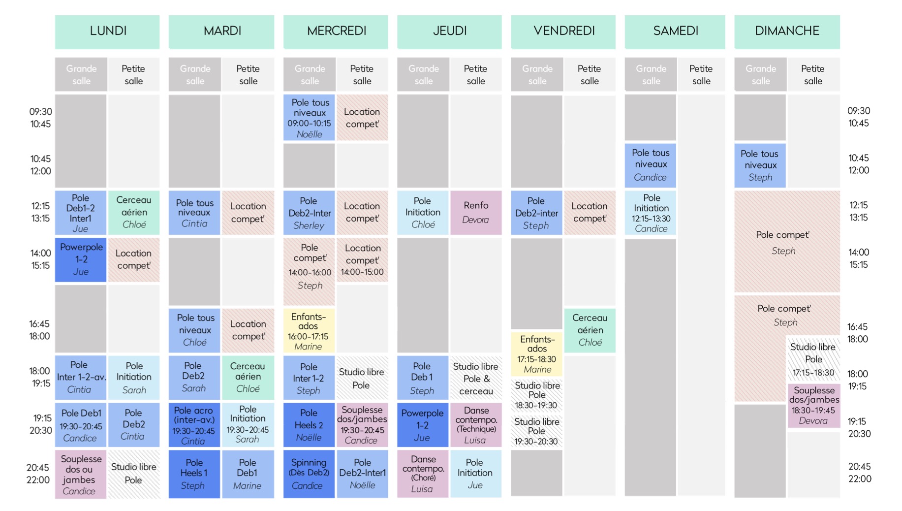 Planning ADS Mars 2026 pole dance carouge, cours danse carouge, cours danse geneve, pole dance geneve