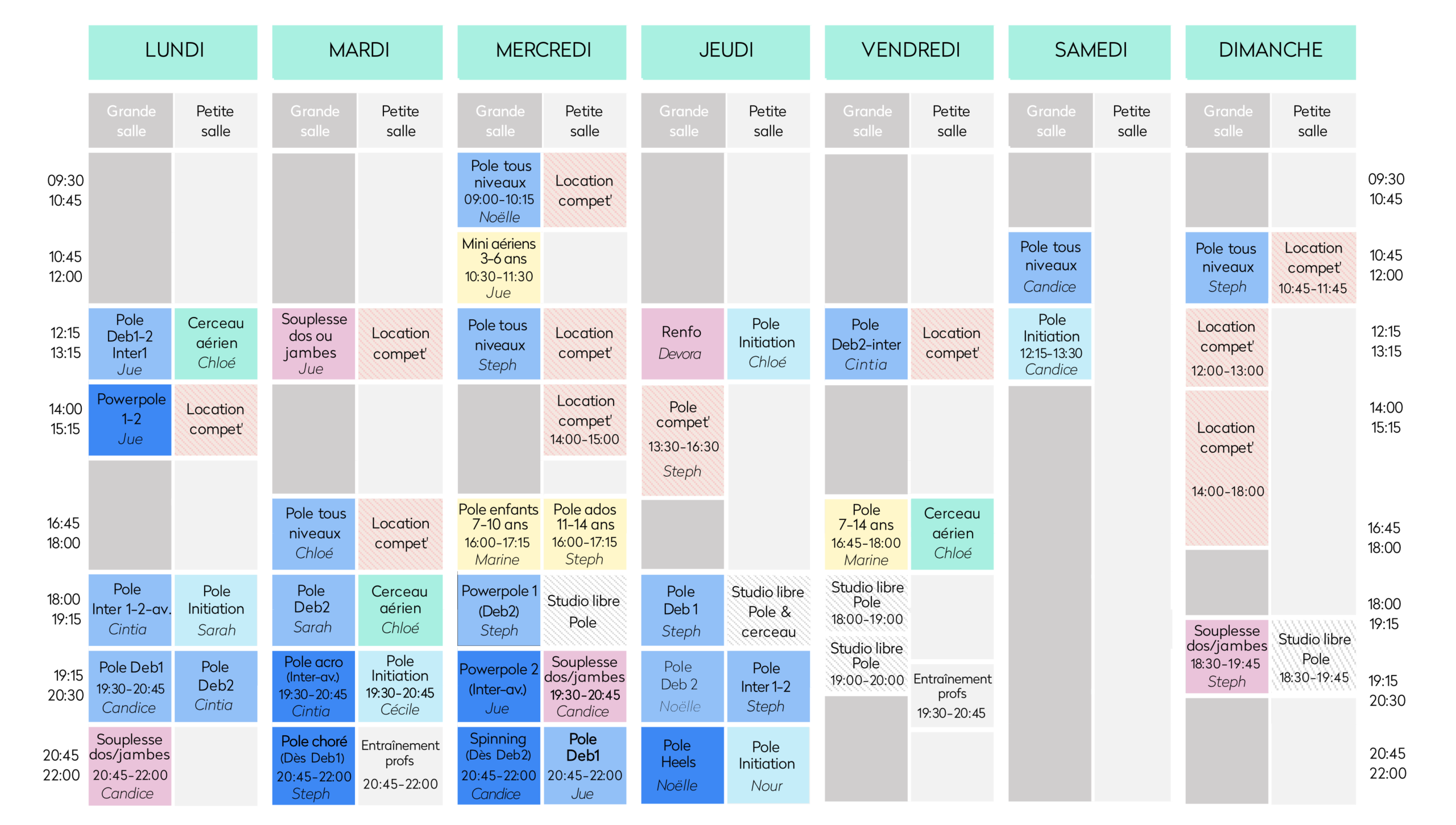Planning ADS Septembre 2026 pole dance carouge, cours danse carouge, cours danse geneve, pole dance geneve
